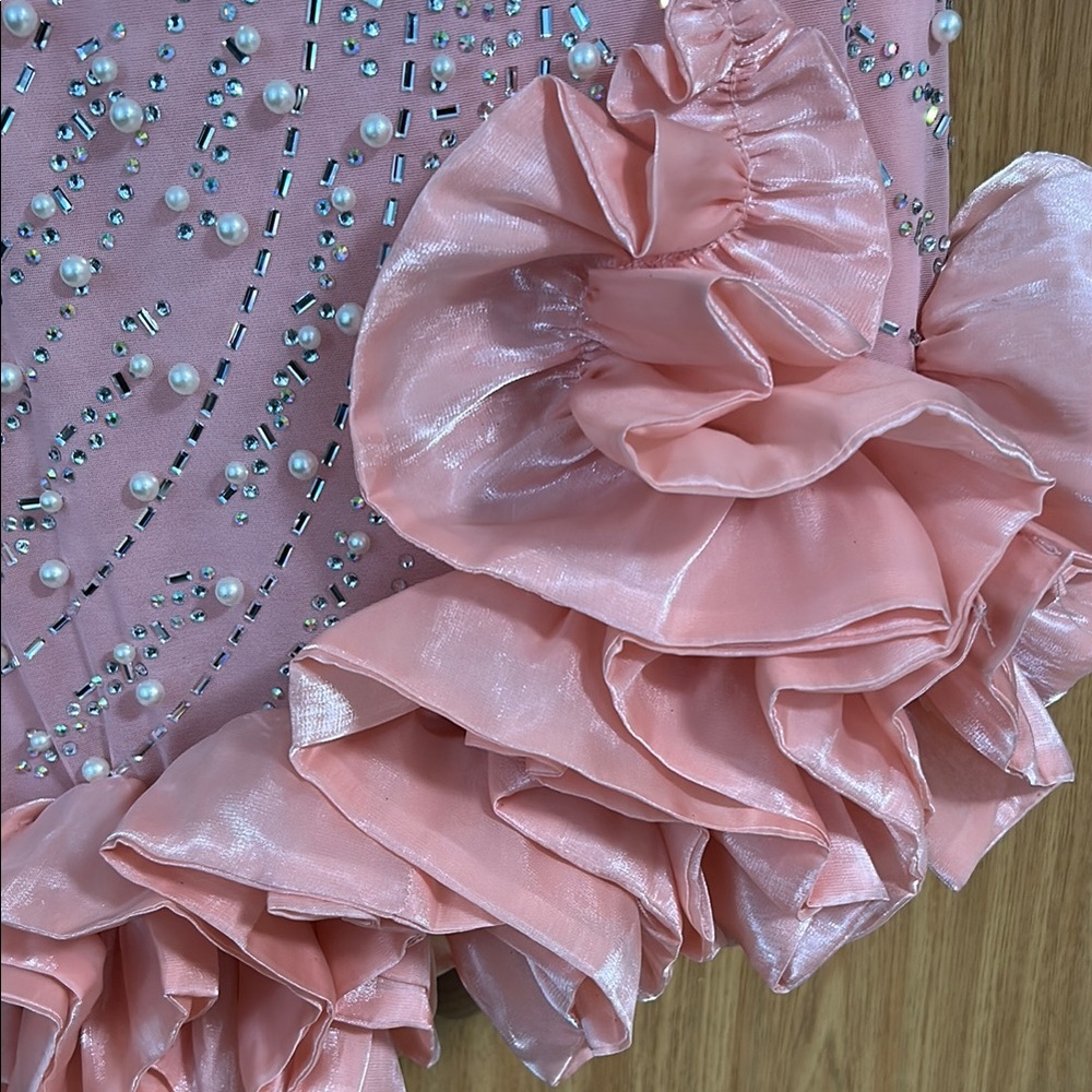 Pink Embellished Dress with Ruffle Hem - Picture 4 of 4